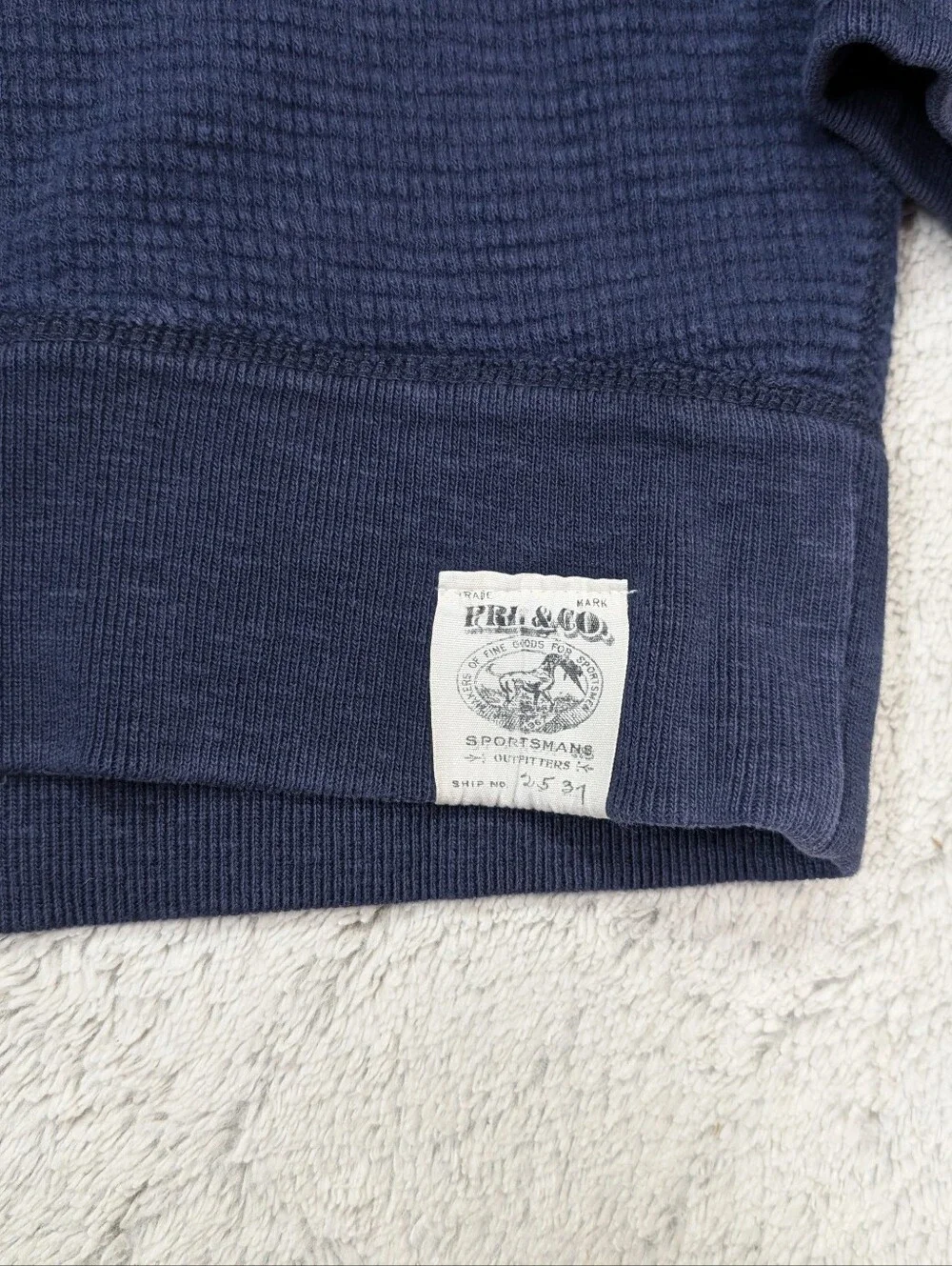 Vtg Polo Ralph Lauren Sweatshirt Mens M Blue Thermal Sportsman Crewneck Reverse